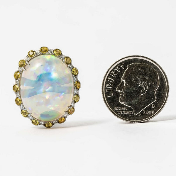 Round Druzy Earrings Iridescent Opal With Silver Trim – Strands