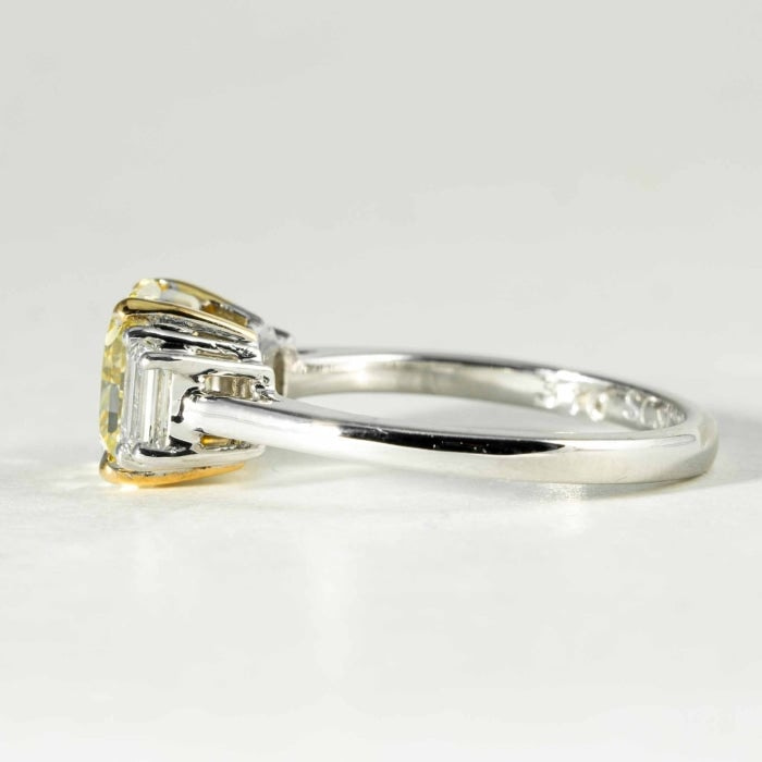 Tiffany Co 18K Gold Platinum Fancy Intense Yellow Diamond Bezet Engagement  Ring