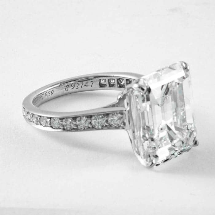 10.29 carat I VS1 Emerald Cut Diamond Solitaire Ring signed by