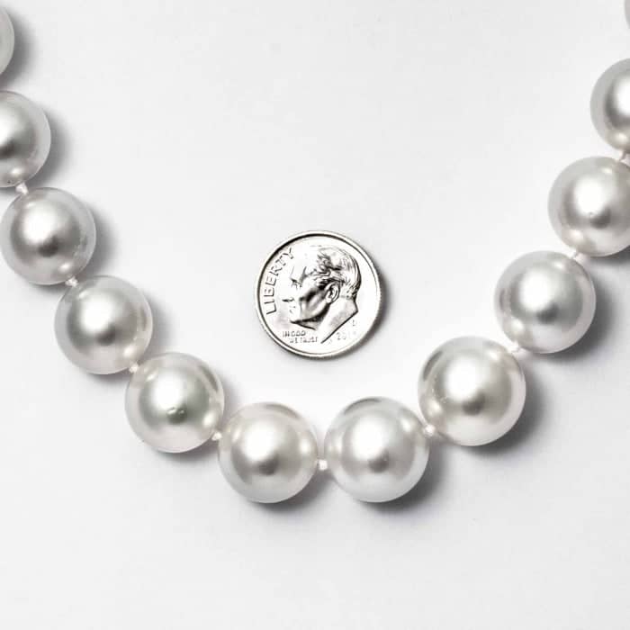 12-15mm South Sea Pearl Necklace with Diamond Clasp — Shreve