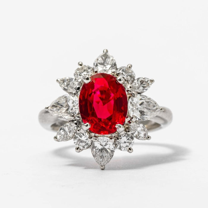 2.12 carat Pigeon Blood Ruby & Diamond Cluster Ring (White Gold) — Shreve,  Crump & Low