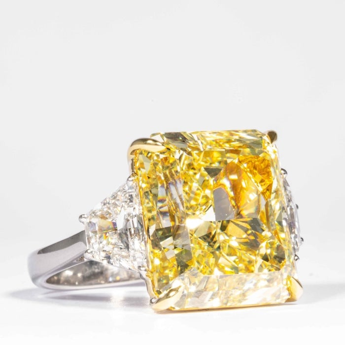 Fancy Intense Yellow Diamond and Diamond Ring, Important Jewels, Jewelry