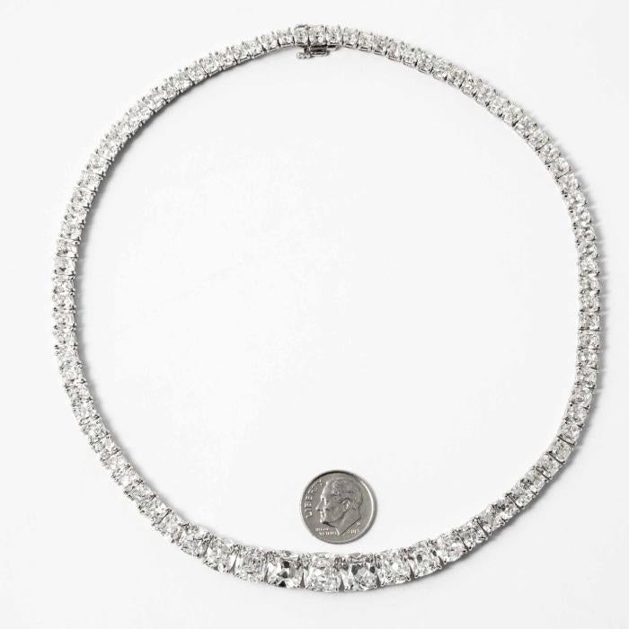 14K White Diamond Riviera Necklace