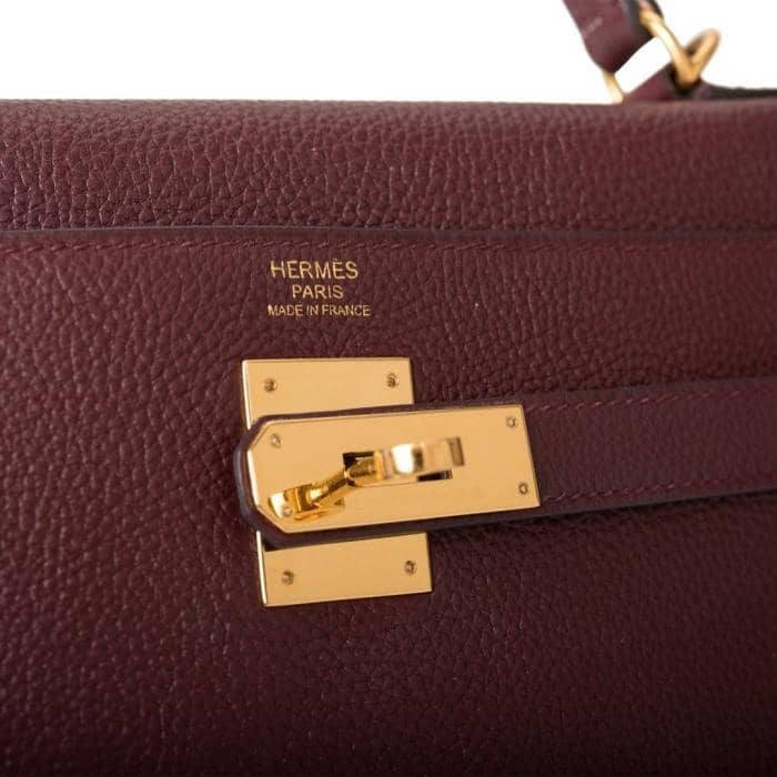 Hermès Bordeaux Togo Leather Retourne Kelly 32 Gold Hardware, 2017