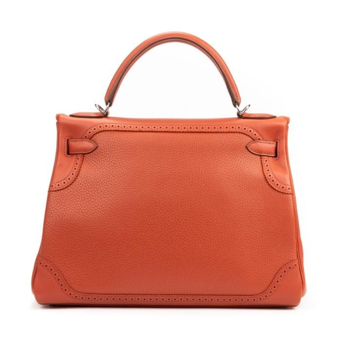 Hermès Brique Clemence & Swift Leather Ghillies Retourne Kelly 32 Palladium  Hardware, 2015 — Shreve, Crump & Low