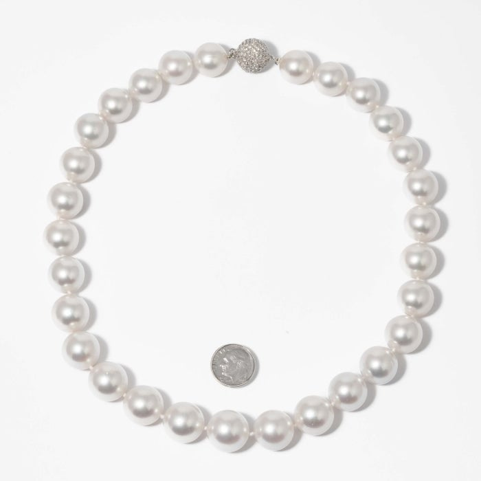 7mm Diamond Ball Pearl Necklace Clasp