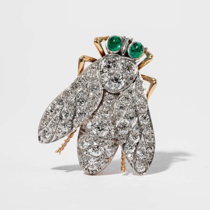 Vintage Brooch with Emeralds & Diamantés