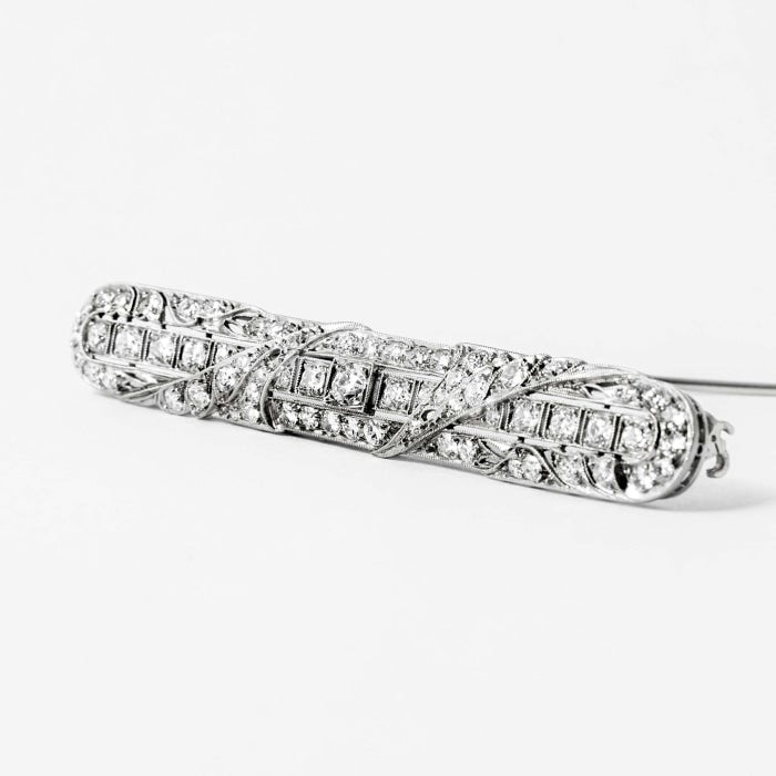 Edwardian 14K Gold Platinum Topped OMC Diamond Pin | Kirsten's Corner