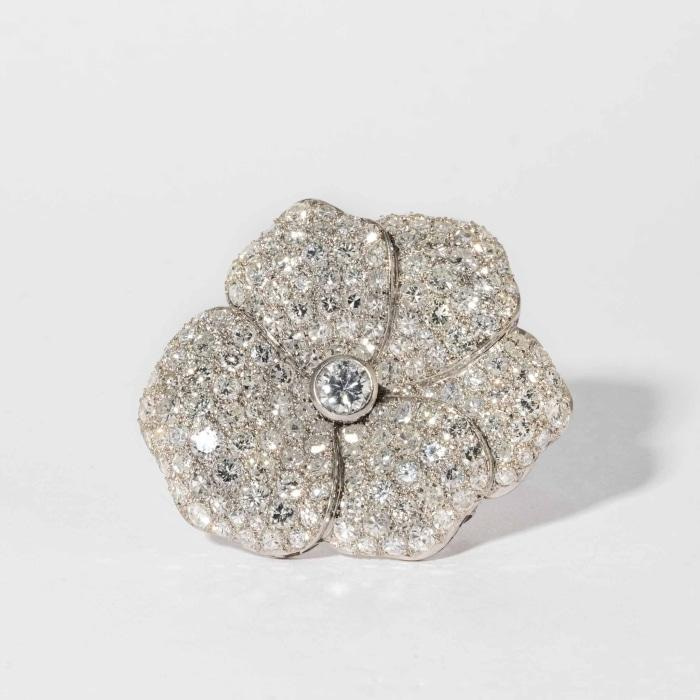 8.50 Carat Antique Diamond Pansy Pin