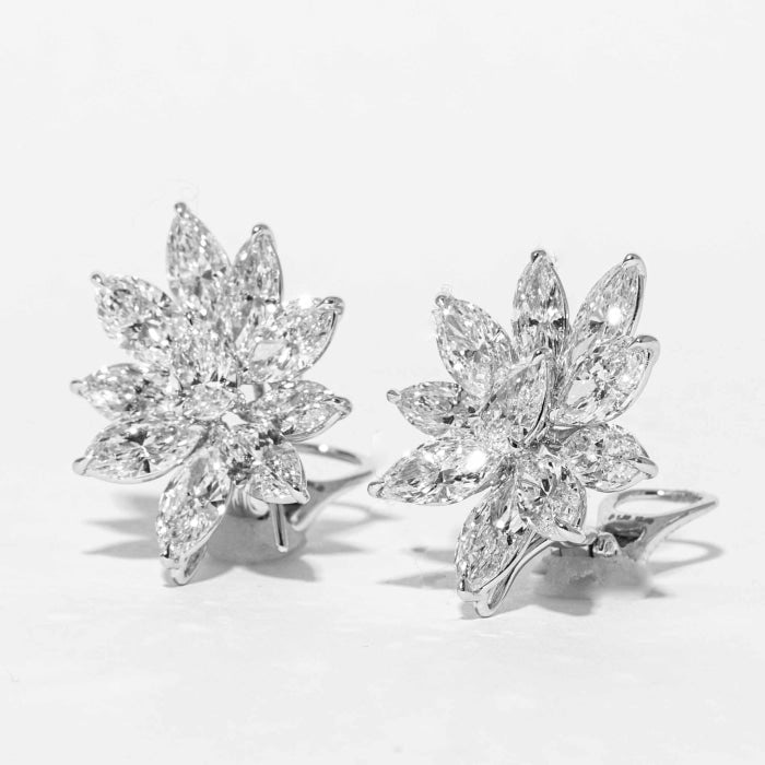 13.69 carat G-H VS1-2 Pear & Marquise Shaped Diamond Earrings (Platinum)