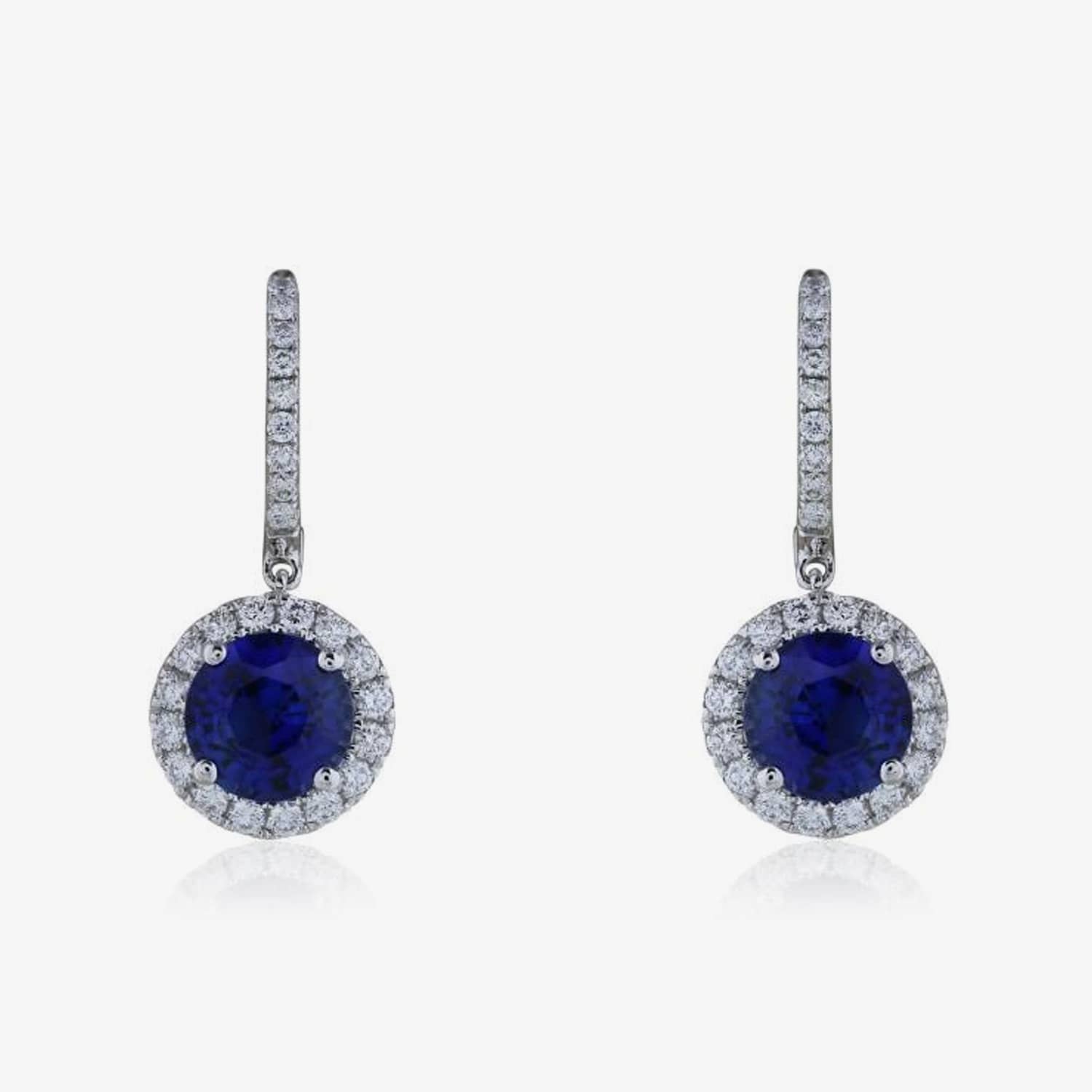2.83 carat Sapphire & Diamond Drop Earrings (White Gold) — Shreve ...