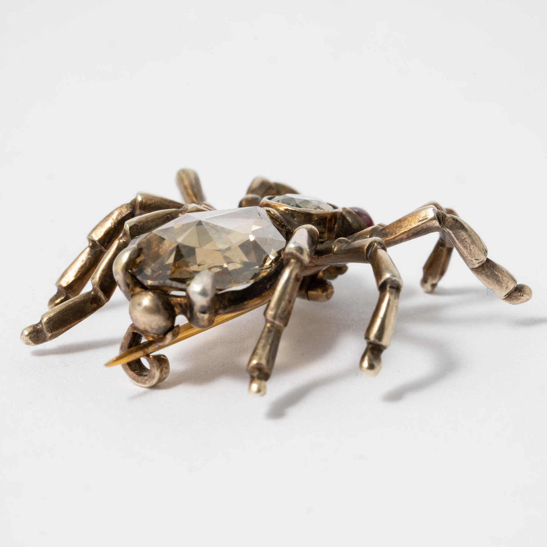 Big Vintage Spider Brooch Pin Sterling Silver with Brass Accent