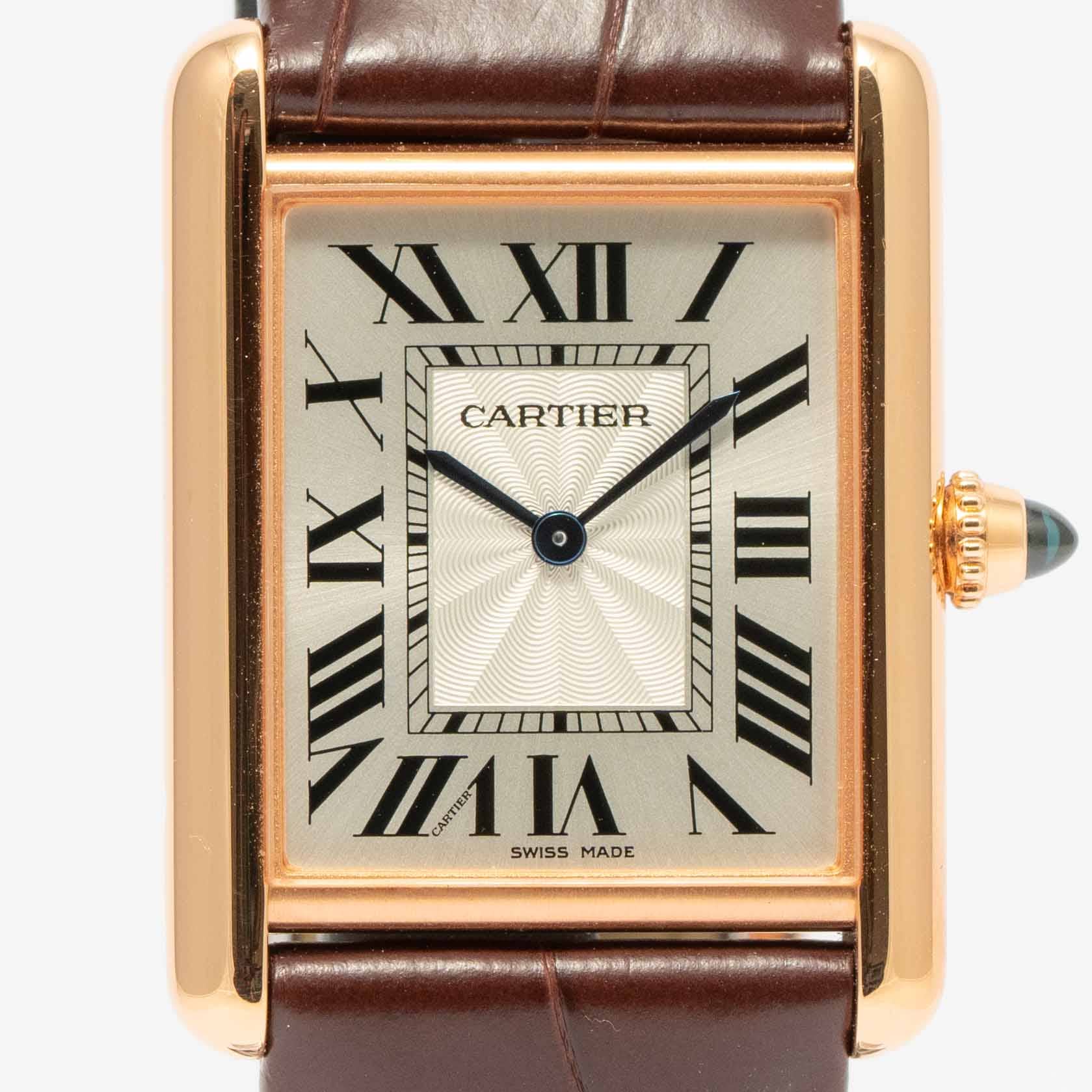 Cartier - Tank Louis Cartier Small 18K Yellow Gold Leather Sapphire - W1529856 | Art Of Time