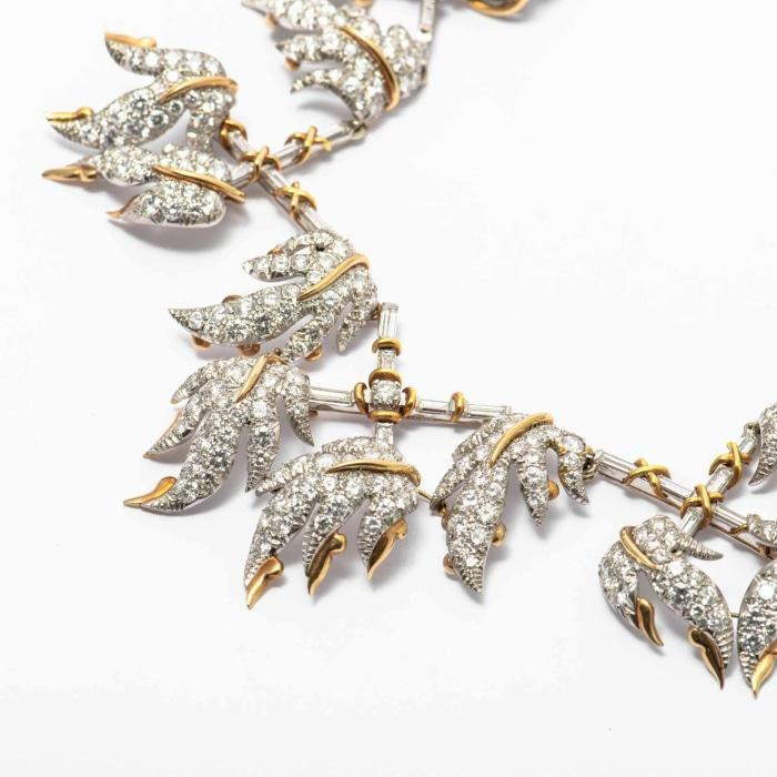 46.25 Carat Tiffany & Co Schlumberger Diamond Leaf Necklace (Two-Tone)