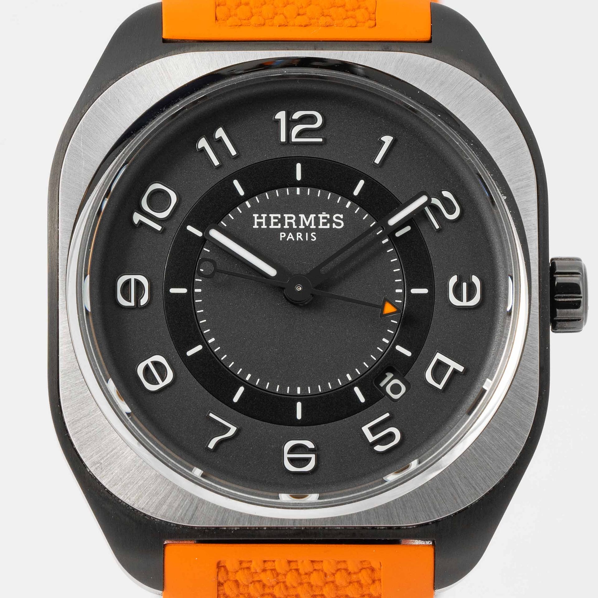 New Hermes H08 Mens Automatic W049430WW00 Box and Papers 2023 Titanium Watch